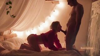 The couple has a warm, passionate homemade sex