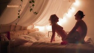 The couple has a warm, passionate homemade sex