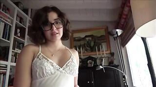 The shy girl has a great desire to have sex with stepdad