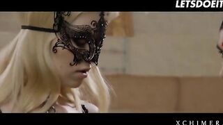 Blonde babe Misha Cross gets fucked by two cocks