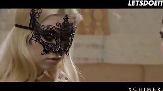 Blonde babe Misha Cross gets fucked by two cocks