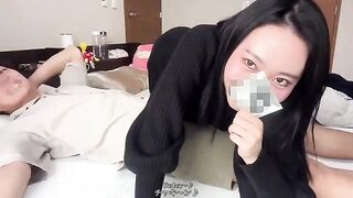 Inserting a penis ring and moaning loudly during sex