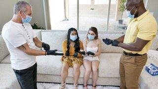 Two step daughters get their pussies washed and fucked by their Dads