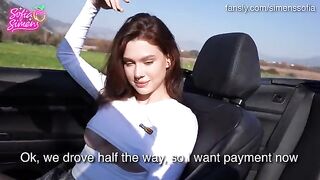 A little slut was rewarded with sex in her car for her tight holes