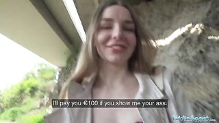 A cute long-haired Ukrainian girl agreed to sex with a stranger outdoors