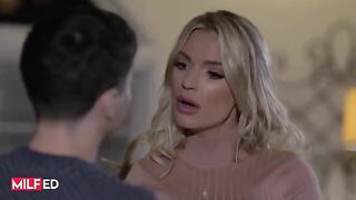 The stepmom is pleased if the boy obeys her wishes