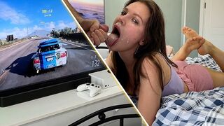 A girl was playing Xbox and her boyfriend fucked her mouth