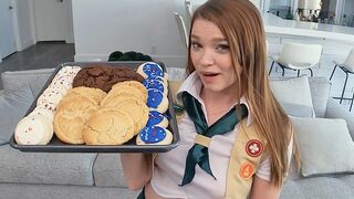 The motivated girl scout cookie seller gets fucked deep by a big cock