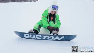 Skiing creampie with a cute girl on the snow