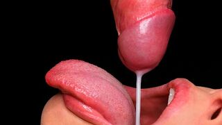 Best blowjob with cum in mouth, sloppy ASMR action