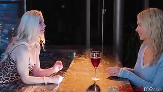 The girl is being served a cock by the barkeep in a steamy scene