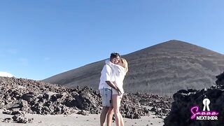 We climbed a volcano and the guy released cum into my mouth