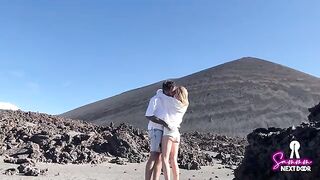 We climbed a volcano and the guy released cum into my mouth