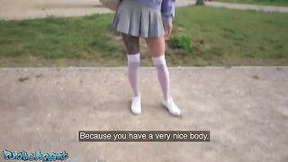 Pervert pick up guy fucked slim Italian college teen in public place