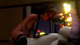 Aunt Cass rides Baymax's cock in a steamy scene