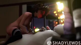 Aunt Cass rides Baymax's cock in a steamy scene