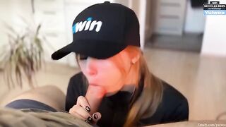 Today you deserve a blowjob, and this cute blonde is here to please