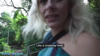 Hot blonde MILF with natural tits enjoys outdoor sex