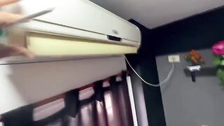 The hot woman has no money to pay for the AC repairman