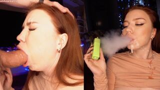 Smoking close up with an amazing blowjob performance