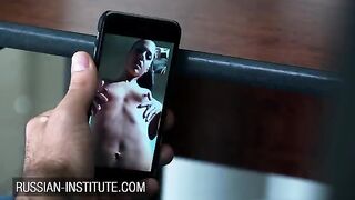 The pretty woman warms up her boyfriend with a video call