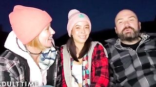 Hot polyamorous threesome in POV by the wood, pure fire!