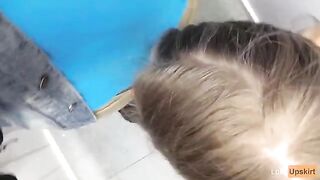 The petite girl was caught while giving a blowjob in the shop changing room
