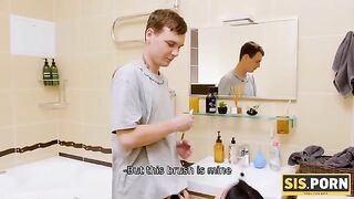 The toothbrush was also not forgotten in the steamy stepbrother encounter