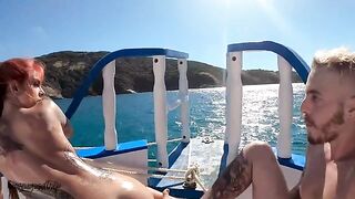 A couple has sex on the boat with an amazing view