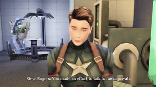 Agent Carter feels up Cap's cock in 3D hentai