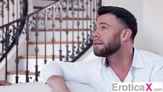 Sneaky beauty surprises BF with seductive 3some erotic sex