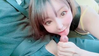 A juicy Asian girl got fucked hard on a car ride, showcasing her big boobs in action