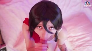 Mikasa Ackerman gets her booty pounded and facialized in this hot scene