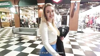 Blonde with big ass gets fucked in the shopping mall toilet