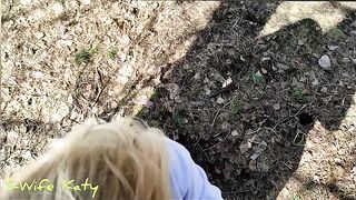 A girl came to the forest and got a cock in her pussy from behind