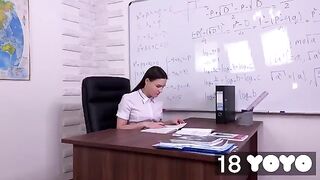 I fantasize about my teacher and I cum on his chair with passion