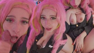 Kawaii Mitsuri Kanroji from Demon Slayer gets fucked hard and cum on her face