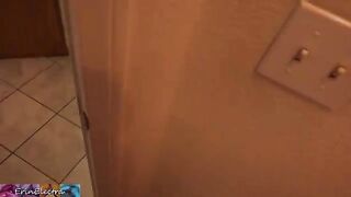 Stepmom prepares for bed while stepson watches and masturbates, then she lets him in