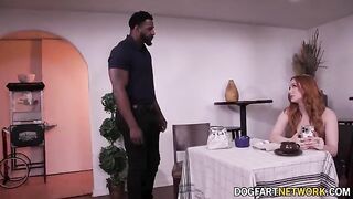 Redhead hottie Madison Morgan gets her pussy wrecked by a huge cock