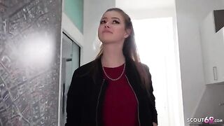 German teen Olivia Sparkle picked up for rough sex by a stranger in sneakers