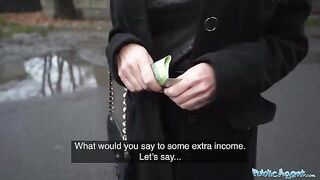 Blonde MILF teacher with an amazing figure gets fucked outdoors for cash in steamy Public Agent scene
