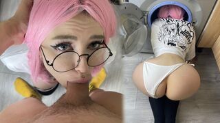 My stupid stepsister got stuck in the washing machine and I pulled my cock out