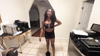 The stepdaughter tried to run away but was caught and fucked