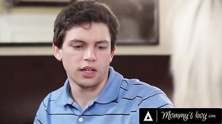 The sexy stepmom Nina Elle, with her huge boobs, fucks a young man’s huge dick