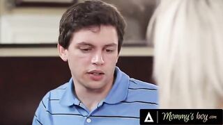 The sexy stepmom Nina Elle, with her huge boobs, fucks a young man’s huge dick