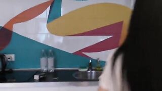 Skinny Asian teen got her mouth full of cum from my fat balls