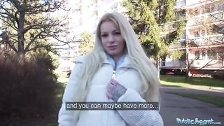 German blonde MILF is a slutty bitch who loves to get fucked in public for cash