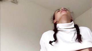 Preggo stepsis rides my cock like a pro, belly and all