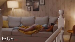 Andrea Lapiedra and Kaira Love in sensual lesbian sex with a vibrator