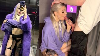 A blonde in the elevator, I fucked her and flooded her with cum